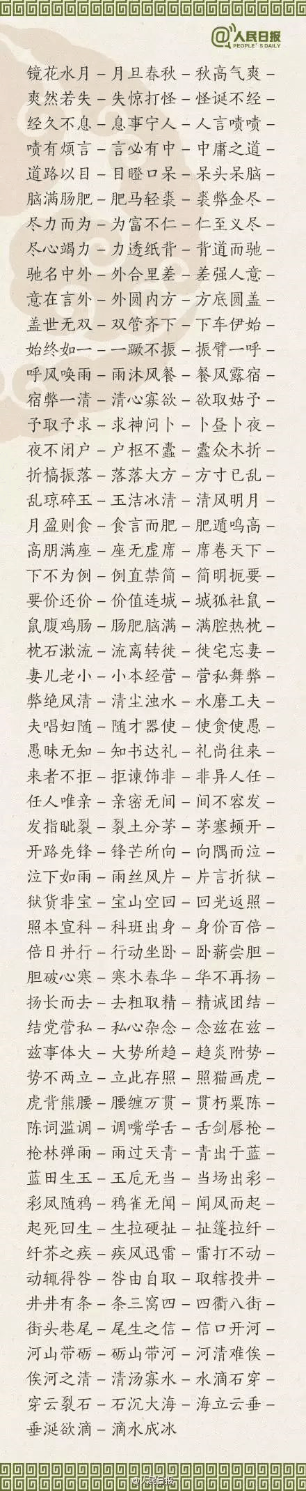 ​1500个成语接龙，贴在墙上，和孩子常玩，语文成绩想不好都难！
